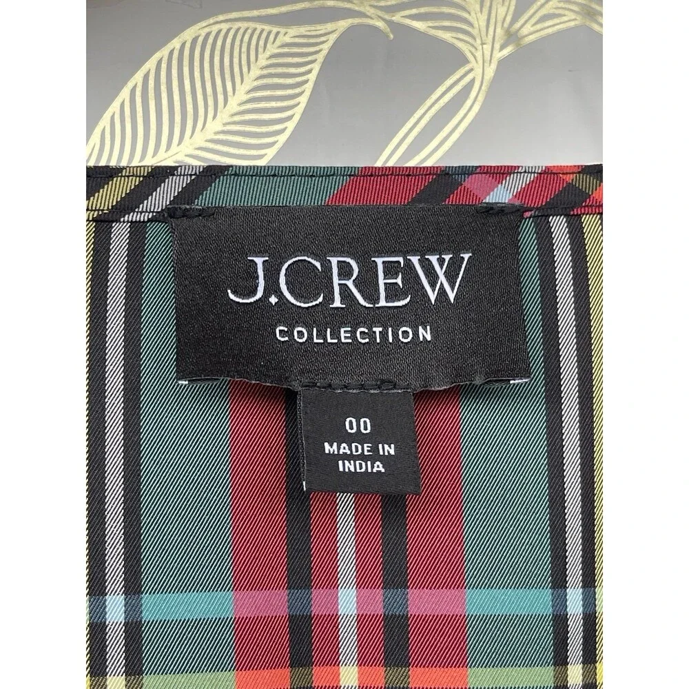 J.Crew Taffeta Mini Dress Stewart Plaid Size 00 Quiet Luxury Preppy